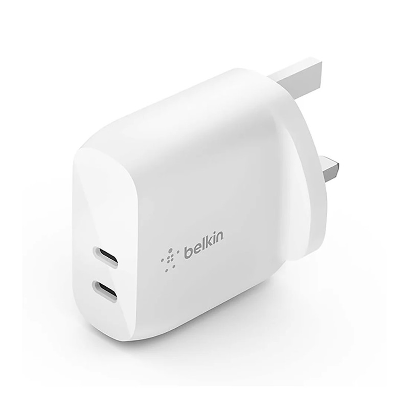 Belkin Dual USB-C PD Charger 20W - White - شاحن